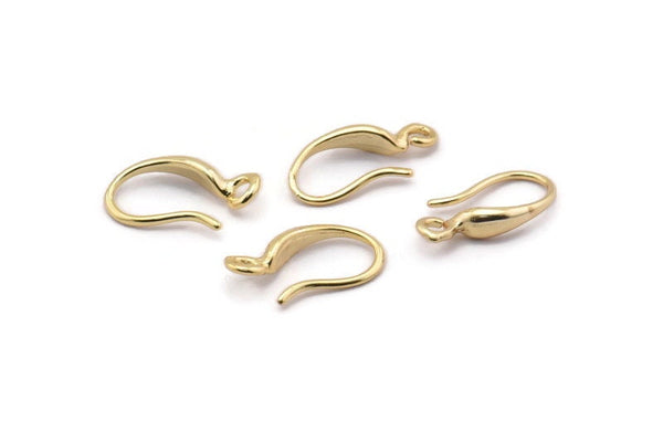 Gold Ear Hooks, 12 Gold Plated Brass Earring Wires, Earring Hooks (14mm) D1332