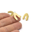 Earring Studs, 6 Raw Brass - Brass U Shape Earrings - Brass Earrings - Earrings (15x12.5x1mm) N1597