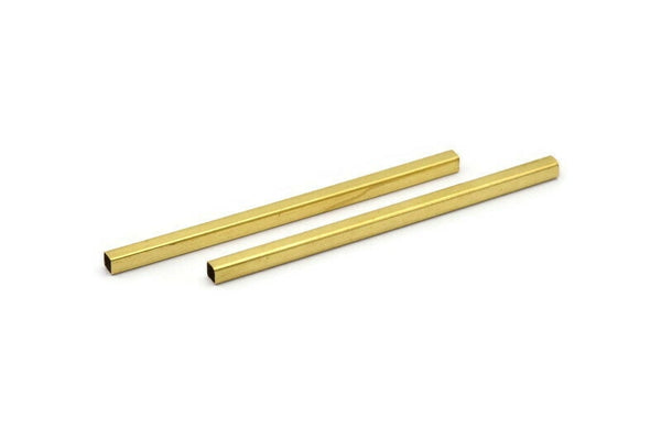 Brass Round Tube Beads,25 Raw Brass Square Tubes  (4x80mm) Bs 1596