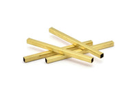 Geometric Tube Beads, 10 Raw Brass Square Tubes (5x80mm) Bs 1609