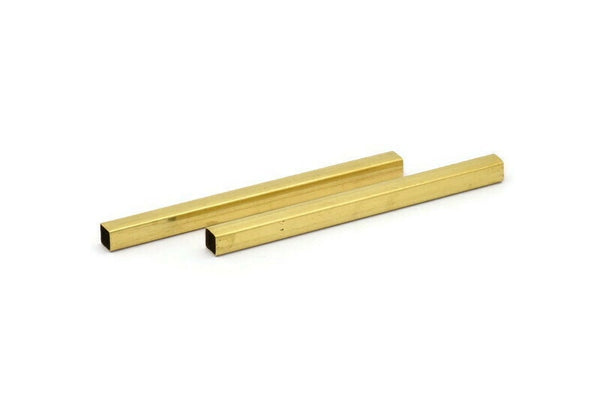 Long Square Tube, 10 Raw Brass Square Tubes (5x70mm) Bs 1608