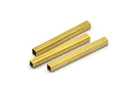 Geometric Brass Tube Beads, 25 Raw Brass Square Tubes (3x30mm) Bs 1616
