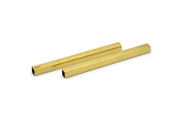 Brass Tube Beads, 6 Raw Brass Square Tubes (6x80mm) Bs 1621