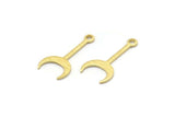 Brass Moon Charm, 24 Textured Raw Brass Crescent Charms With 1 Loop (20x9x0.80mm) M02242