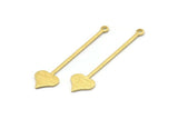 Brass Heart Charm, 24 Textured Raw Brass Spade Charms With 1 Loop (40x9x0.80mm) M02246