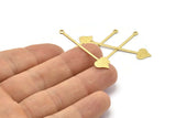 Brass Heart Charm, 24 Textured Raw Brass Spade Charms With 1 Loop (40x9x0.80mm) M02246