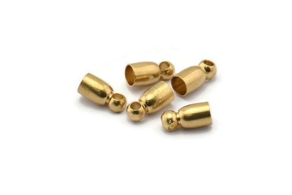 Brass End Caps, 50 Raw Brass End Cap, Cord Tip Cord Ends (8x4mm) Bs-1659