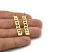 Brass Rectangle Earring, 8 Textured Raw Brass Moon Phases Stud Earrings (40x6x0.80mm) M01483 A2397