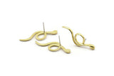 Brass Snake Earring, 4 Raw Brass Snake Stud Earrings (38x13x2mm) N1593