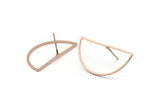 Semi Circle Earring, 4 Rose Gold Plated Brass Semi Circle Stud Earrings (30x15x0.80mm) D1280 A1227 Q1066