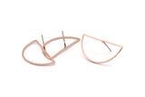 Semi Circle Earring, 4 Rose Gold Plated Brass Semi Circle Stud Earrings (30x15x0.80mm) D1280 A1227 Q1066