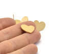 Gold Heart Earring, 4 Gold Plated Brass Heart Stud Earrings (16x14x1mm) M848 A2143