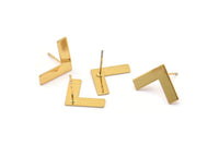Gold Letter Earring, 6 Gold Plated Brass V Shape Stud Earrings (12x19x0.60mm) D1008 A1828