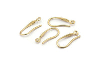 Gold Ear Hooks, 10 Gold Plated Brass Earring Wires, Earring Hooks (19mm) D1337