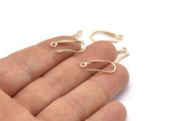 Gold Ear Hooks, 10 Gold Plated Brass Earring Wires, Earring Hooks (19mm) D1337