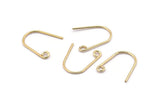 Gold Earring Wires, 12 Gold Plated Brass Earring Wires With 1 Loop (18.5x17x1mm) BS 2084