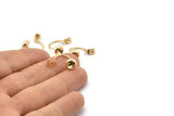Gold Back Stoppers, 2 Gold Plated Brass Earring Studs Back Stoppers With 1 Pad (19.5x8x1mm) E365