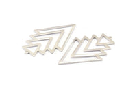 Silver Triangle Charm, 2 925 Sterling Silver Plated Tree Charms With 1 Loop (49x33x1mm) M01234