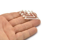 Silver Triangle Charm, 2 925 Sterling Silver Plated Tree Charms With 1 Loop (49x33x1mm) M01234