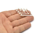 Silver Triangle Charm, 2 925 Sterling Silver Plated Tree Charms With 1 Loop (49x33x1mm) M01234