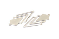 Silver Triangle Charm, 4 925 Sterling Silver Plated Diamond Charms With 1 Loop (49x22x1mm) M01162
