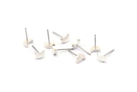 Crescent Moon Stud, 8 Stainless Steel Earring Posts With Matte Silver Plated Brass Crescent Moon Stud, Ear Studs (7x14.5mm) E339