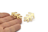 Gold Leaf Earring, 2 Textured Gold Plated Brass Leaf Stud Earrings (32x25x0.80mm) M486 A2187