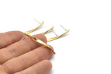 Brass Twisted Earring, 6 Raw Brass Twisted Stick Stud Earrings (39x3x0.80mm) N0693
