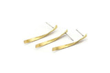 Brass Twisted Earring, 6 Raw Brass Twisted Stick Stud Earrings (39x3x0.80mm) N0693