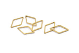 Brass Diamond Charm, 50 Raw Brass Open Diamond Ring Charms (23x13.5x1mm) D0028