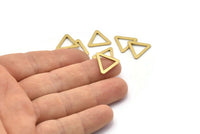 Small Triangle Connector, 12 Raw Brass Triangle Connector Rings (16x2x1.2mm) D0023