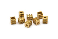 12 Raw Brass Industrial Square Tubes, Spacer Beads,end Tubes, Findings (12x10 Mm) D0048