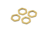 Brass Hexagon Charm, 12 Raw Brass Hexagonal Rings (12x2x1mm) D0056