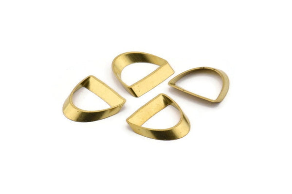 Brass Half Circle  - 24 Raw Brass Semi Circle Thick Cut Connectors (8x16x0.4x2x15mm) D0113