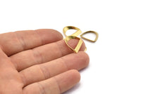 Brass Half Circle  - 24 Raw Brass Semi Circle Thick Cut Connectors (8x16x0.4x2x15mm) D0113