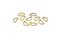 Brass Half Moon - 50 Raw Brass Open Semi Circle Connectors (6x11x0.8mm) D0007