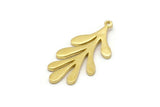 Brass Leaf Charm, 4 Raw Brass Leaf Charms With 1 Loop, Pendants, Earrings (33x15x1.5mm) N1634