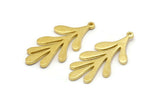 Brass Leaf Charm, 4 Raw Brass Leaf Charms With 1 Loop, Pendants, Earrings (33x15x1.5mm) N1634