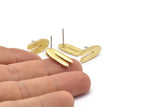 Earring Studs, 6 Raw Brass - Brass U Shape Earrings - Brass Earrings - Earrings (17x8x1.5mm) N1632