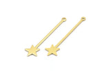 Brass Star Charm, 24 Raw Brass Star Charms With 1 Loop (40x9x0.80mm) M02049