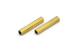 Geometric Tube Bead, 50 Raw Brass Square Tubes (3x20mm) Bs 1617