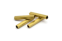 Geometric Tube Bead, 50 Raw Brass Square Tubes (3x20mm) Bs 1617