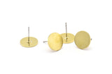 Brass Round Earring, 8 Raw Brass Round Stud Earrings (12x1mm) A2112 A2073