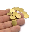 Brass Hexagon Charm, 48 Raw Brass Hexagon Stamping Blank Tag Charms With 1 Hole (12.5x1mm)  D0117