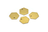 24 Raw Brass Hexagon Stamping Blank Tag Charms With 1 Hole (12.5x1mm) D0117