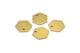 24 Raw Brass Hexagon Stamping Blank Tag Charms With 1 Hole (12.5x1mm) D0117