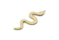 Gold Snake Charm, Gold Plated Brass Snake Pendants With 1 Loop, Charms, Findings (49x17x2.8mm) N1602 H0851
