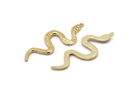 Gold Snake Charm, Gold Plated Brass Snake Pendants With 1 Loop, Charms, Findings (49x17x2.8mm) N1602 H0851