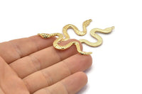 Gold Snake Charm, Gold Plated Brass Snake Pendants With 1 Loop, Charms, Findings (49x17x2.8mm) N1602 H0851
