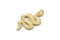 Gold Snake Charm, Gold Plated Brass Snake Pendants With 1 Loop, Charms, Findings (39x22x2mm) N1595